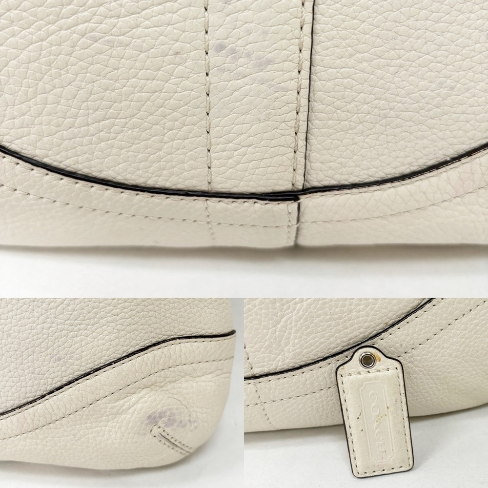 Coach Ivory White Leather Bag with Silver Hardware Style F19722 - Picture 15 of 16